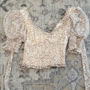 By Together Floral Smocked Blouse - Cream and Pink